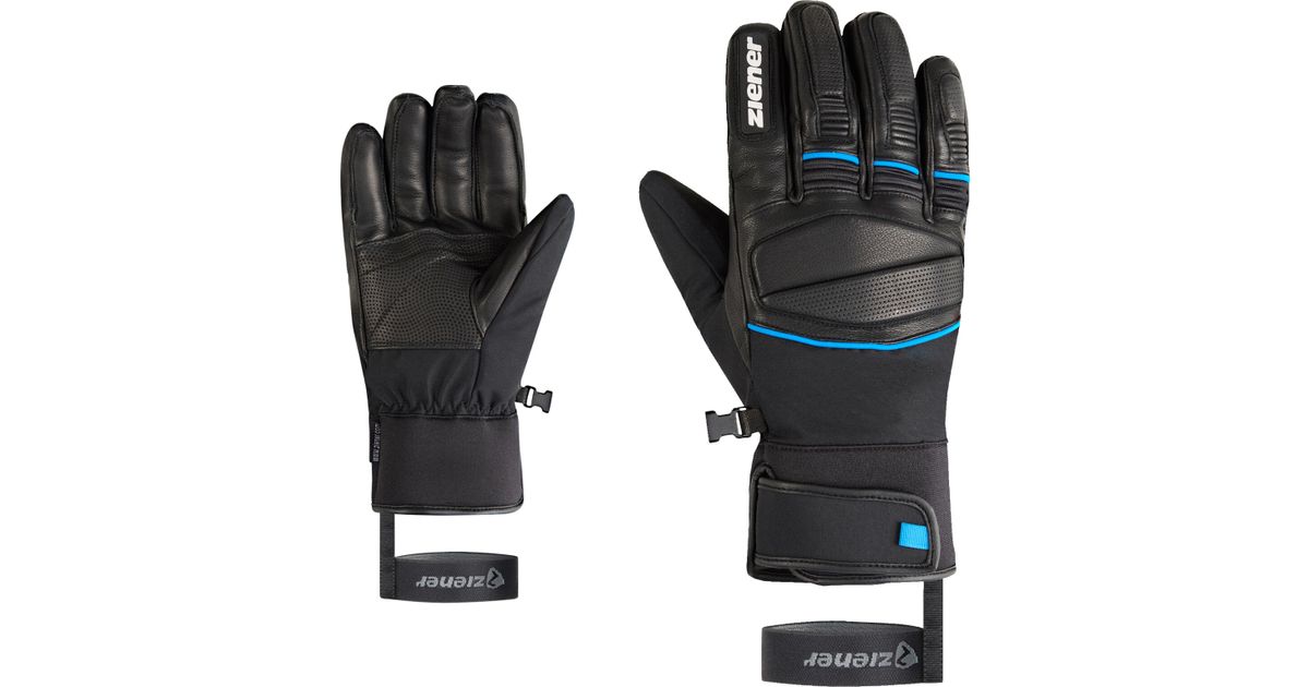 Ziener GOMIN-Z Skihandschoenen voor heren, wintersport, waterdicht, lederen binnenhand, PFC-vrij, zwart, 8,5
