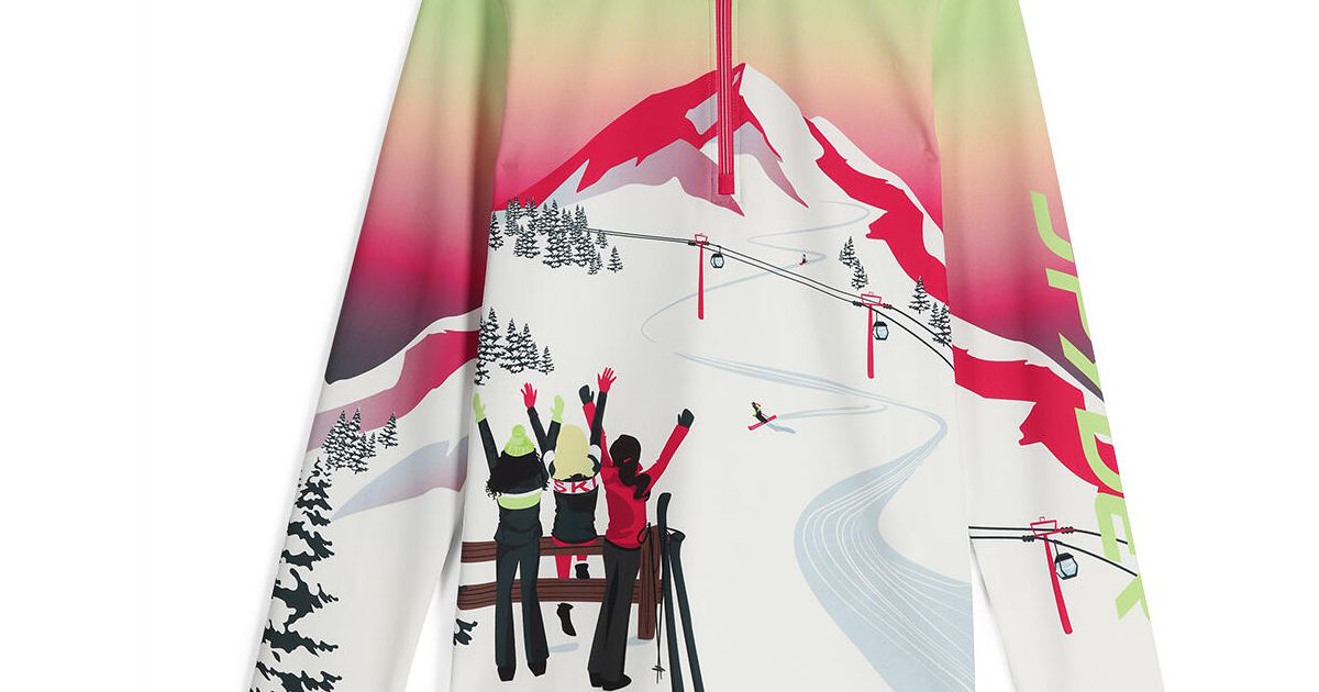 Spyder Sunset Zip T-Neck – T-Shirt Col Montant Fille, Polyvalent Ski & Hiver, Respirant Et Confortable