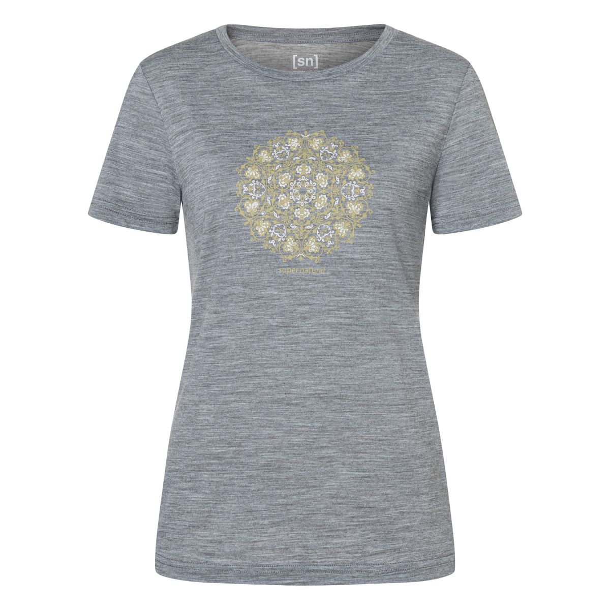 Super.Natural W Ornament Tee cashmere grey melange/sahara/white stone (35I) S SNWP0309735IS