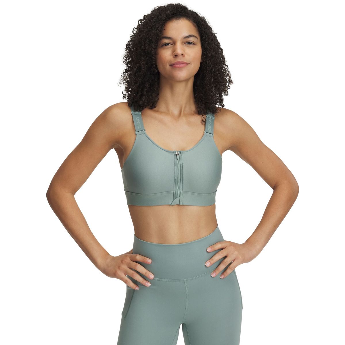 Under Armour Infinity High Zip 2.0 Bra silica green silica green M A-C 1384118-348-M A-C