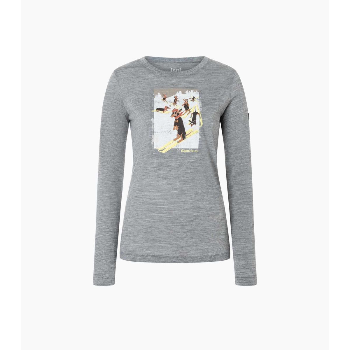 Super.Natural W Dachshund Party LS cashmere grey melange/various (35G) L SNWP0408335GL