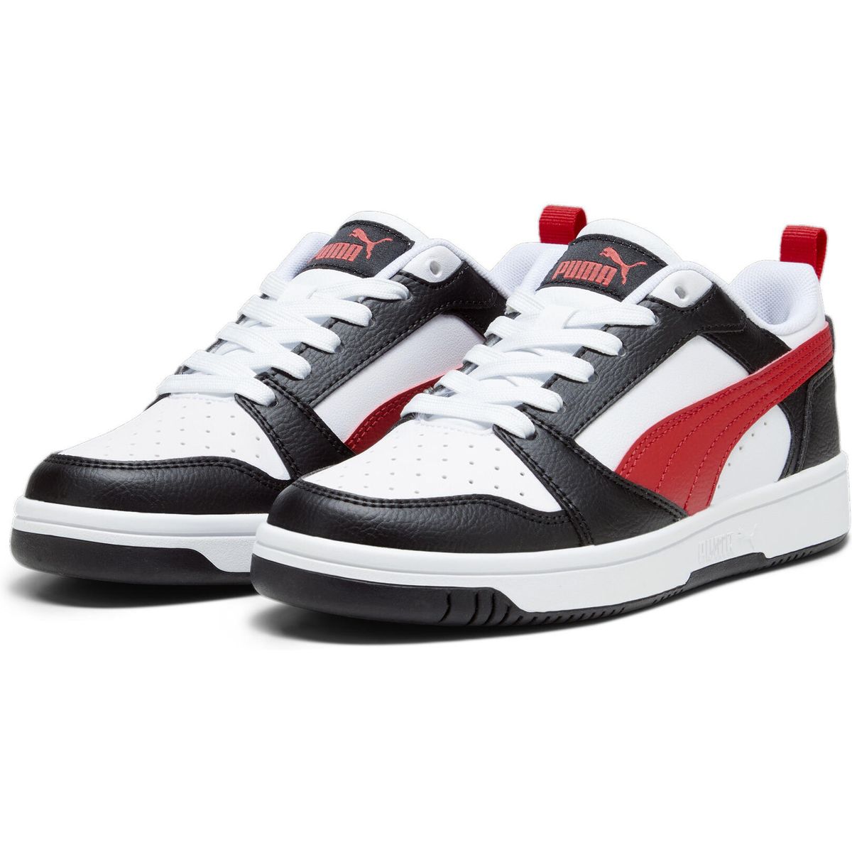 Puma Rebound V6 Lo Jr puma white-for all time red-puma black (04) 4.5 393833-04-4.5