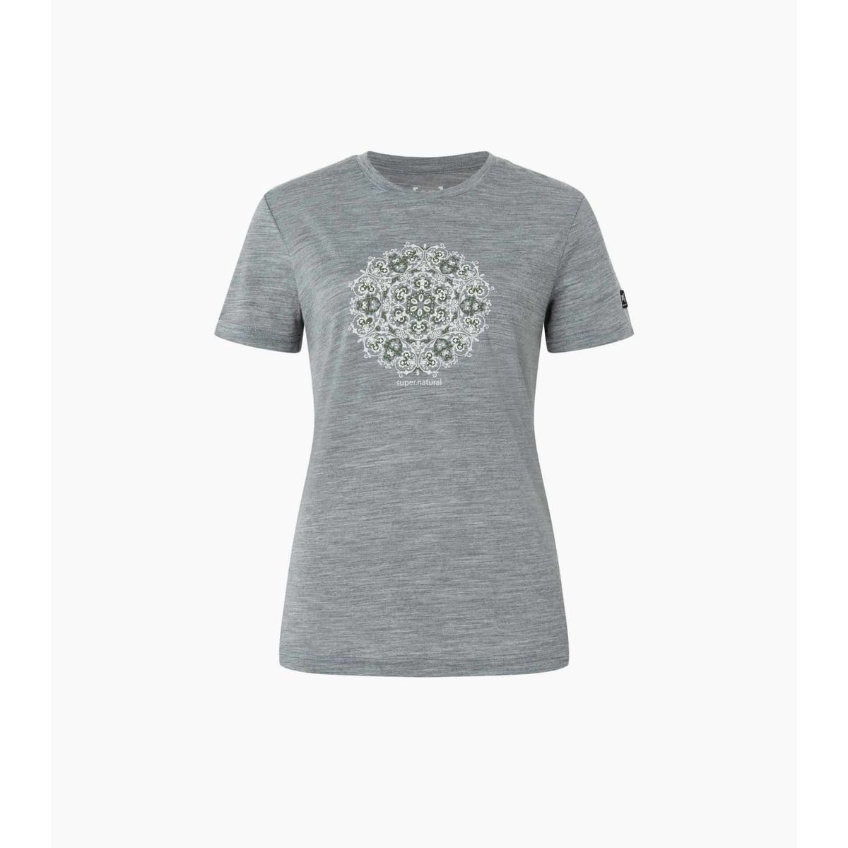 Super.Natural W Ornament Tee cashmere grey melange/leaf melange/white stone (28G) M SNWP0309728GM