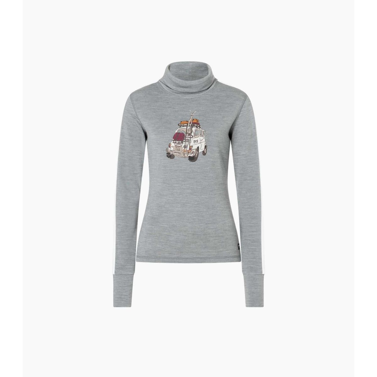 Super.Natural W Carski Roll Neck cashmere grey melange/fresh white/various (78G) XS SNW02613078GXS
