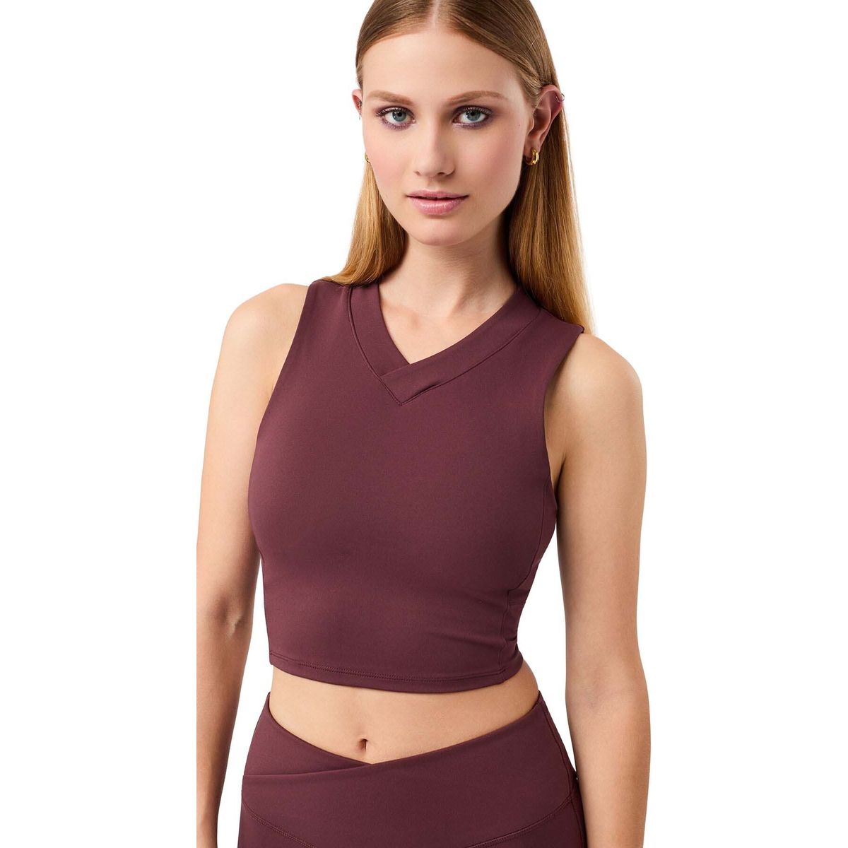 Mandala Cropped V-neck ruby S TO58JE55-Cropped-V-Neck-ruby-S