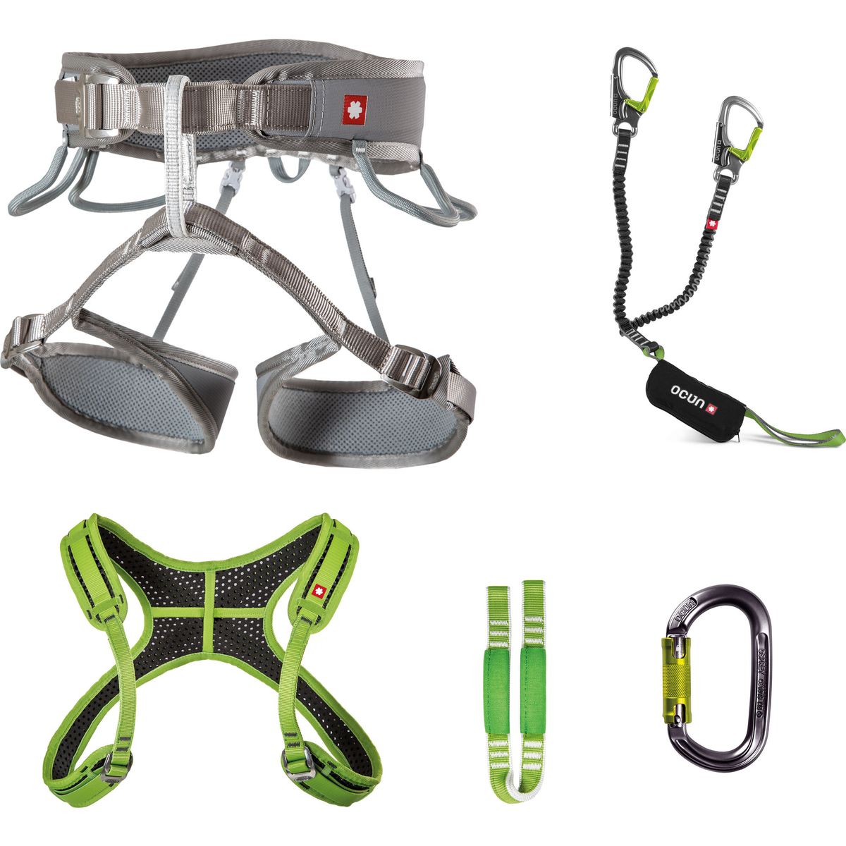 Ocun VIA Ferrata Twist+chest SET grey silver / green XS-M 05043-XS-M