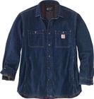 Relaxed Fit Denim Fleece Lined Press-stud Front Shirt