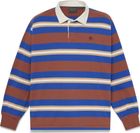 Mens LS Striped Rugby Polo