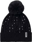 Beanie With Rhinestone Detachable Synthetic Fur With Polar Liniing