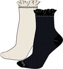 Womens 2 Pack Ruffle Low Crew Sock
