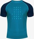 Kurzarm-shirt Merino Kopf FREI. Pfauenblau