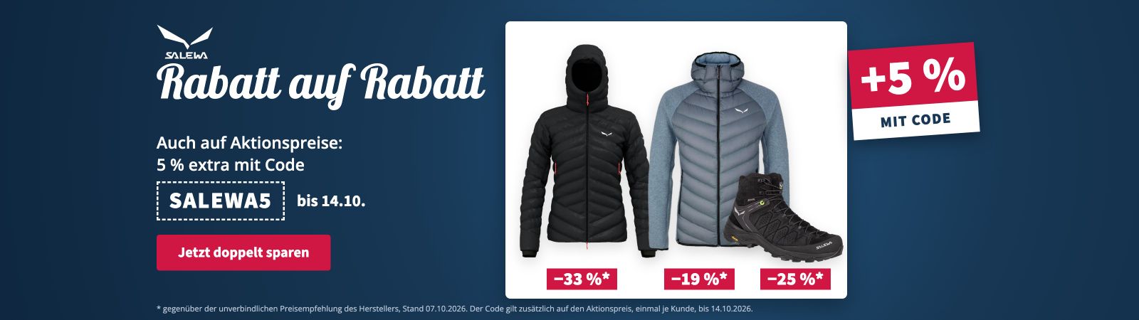 Salewa: 5 % extra mit Code SALEWA5 – bis 14.10.