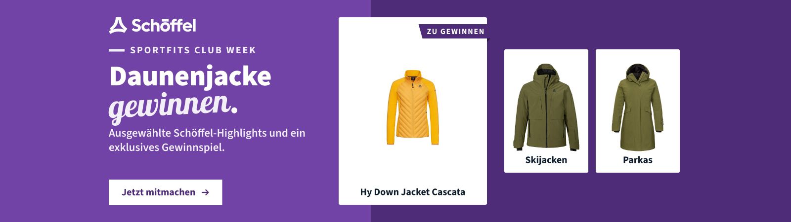 Schöffel Club Week: Hy Down Jacket Style Cascata gewinnen