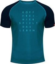 Kurzarm-shirt Merino Kopf FREI. Pfauenblau