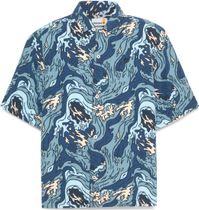 Mens Seersucker Graphic Resort Shirt