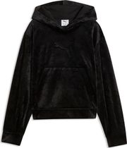 Puma Essentials Elevated Velour Relaxed Short Length Hoodie G