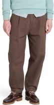 Mens Washed Peached Twill Pleated Pant