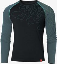 Langarm-shirt Merino Innergebirg Schwarz/Schiefergrau