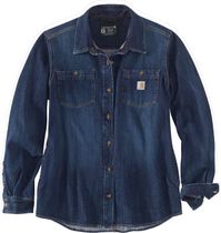 Carhartt Relaxed Fit Midweight Denim Long-sleeve Shirt Longsleeve für Freizeit und Outdooraktivitäten