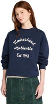 Womens Brushed Back Chest Graphic Crew Sweatshi