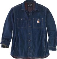 Carhartt Relaxed Fit Denim Fleece Lined Press-stud Front Shirt Hemd für Outdoor Aktivitäten