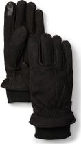Leather Glove With Rib Knit