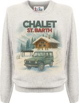 MC2 Saint Barth Heron Print Round-neck Sweater Print
