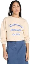 Womens Brushed Back Chest Graphic Crew Sweatshi