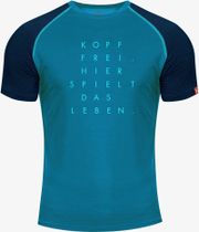 Kurzarm-shirt Merino Kopf FREI. Pfauenblau