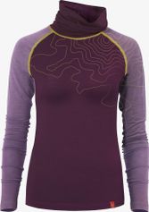 Ein schöner Fleck Erde Langarm-shirt Merino Innergebirg Flieder Dunkel Damen Longsleeve für Freizeit und Outdooraktivitäten