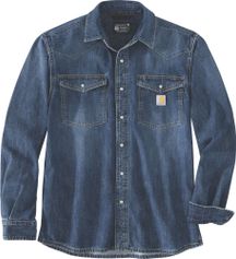 Carhartt Montana Denim Relaxed LS Shirt Herren Longsleeve für Freizeit und Outdooraktivitäten