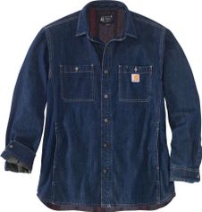 Carhartt Relaxed Fit Denim Fleece Lined Press-stud Front Shirt Herrenhemd für Outdoor Aktivitäten