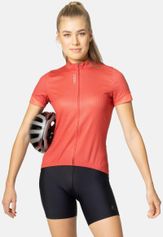 Odlo T-shirt s/u Collar Short Sleeve Full Zip Essentia Damen Radtrikot
