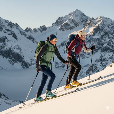 Richtige Tourenjacken sind ultraleicht, maximal atmungsaktiv und werden mit dem optimalen Schichtensystem kombiniert.