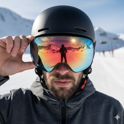 Helm & Goggle als Einheit: sauberer Abschluss, keine Druckstellen, freie Lüftung.
