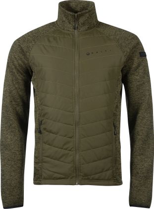 Olivgrüne Isolationsjacke mit gesteppter Front und melierten Ärmeln