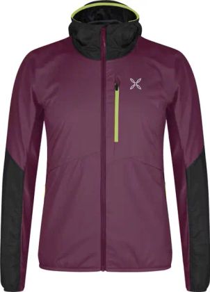 Softshell-Skitourenjacke in Pflaumenrot mit Kapuze