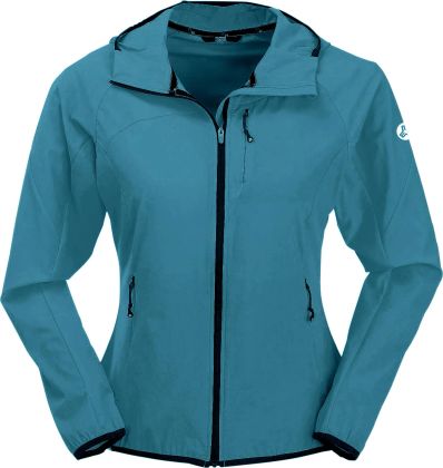 Petrolfarbene Softshelljacke mit Kapuze