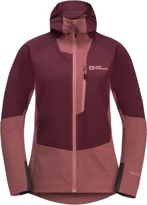 Softshelljacke in Weinrot und Altrosa mit Kapuze