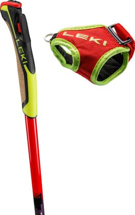 Griff des LEKI HRC Marathon TR, daneben die abnehmbare rote Schlaufe