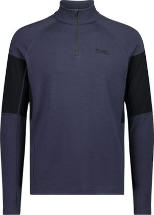 Mons Royale Olympus Merino Base Layer 1/4 Zip in Dunkelblau mit schwarzen Einsätzen
