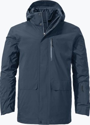 Schöffel 3in1 Parka Barth in Dunkelblau, langer Herren-Parka mit Kapuze