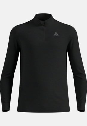Odlo Merino 200 in Schwarz, Langarmshirt mit kurzem Reißverschluss