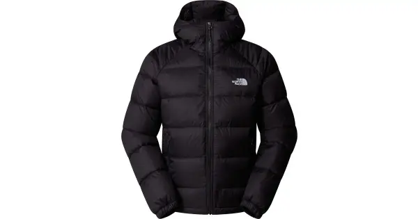 Schwarze Daunenjacke mit Kapuze, The North Face Hydrenalite Down Hoodie, Produktfoto auf weißem Grund