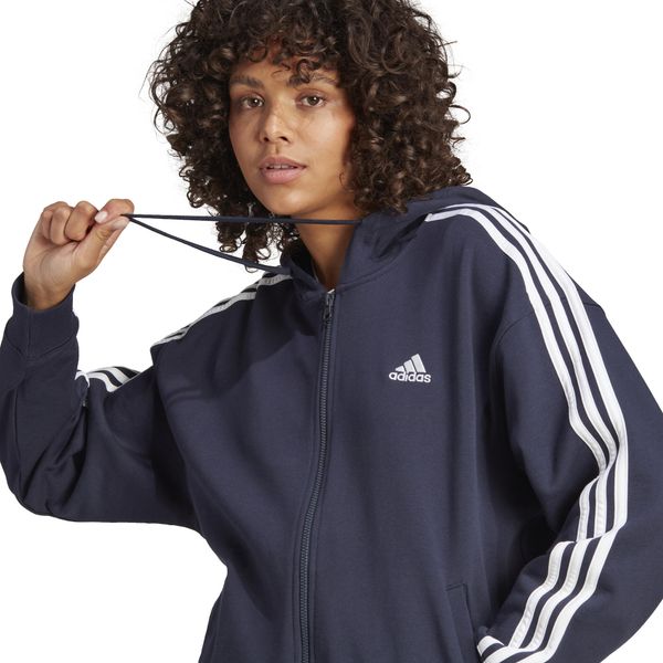Essentials 3-STRIPES French Terry Oversized Full Zip Hoodie