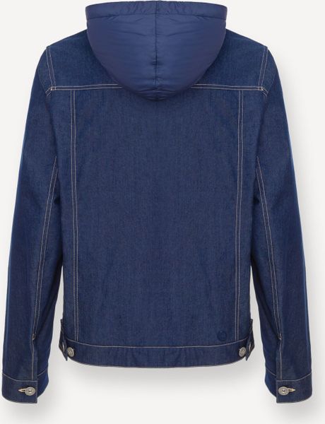 Jacket With Detachable Hood Made BY Denim-effect Gabardine