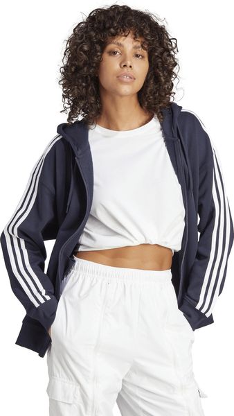 Essentials 3-STRIPES French Terry Oversized Full Zip Hoodie