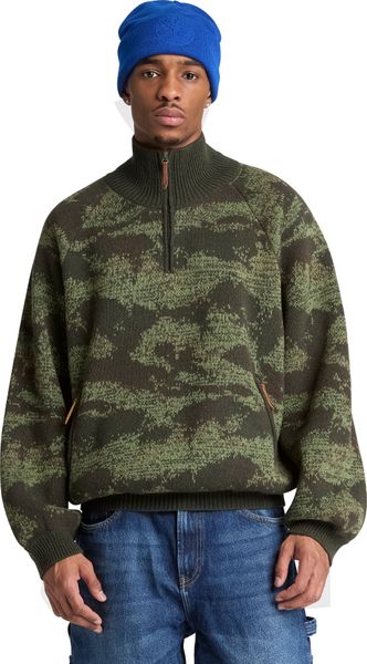 Mens Camo 1/4 Zip Sweater