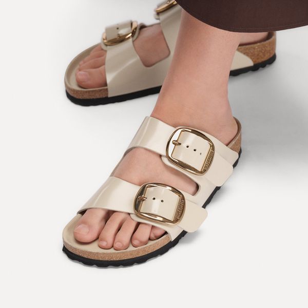 Arizona Big Buckle Natural Leather Patent Women