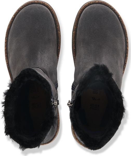 Uppsala Zip Shearling Velour Leather Charcoal